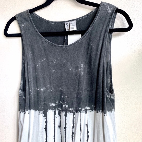 H&M DIVIDED Sleeveless Distressed Painted Design Hi-Lo Dress SIZE US S NWT - Picture 2 of 8